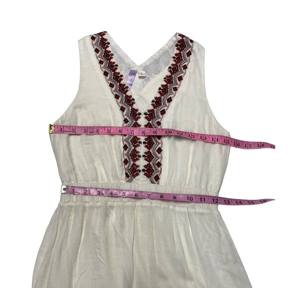 Alya Embroidered Maxi boho Dress v neck Sleeveless ivory Sz Small - Picture 7 of 16